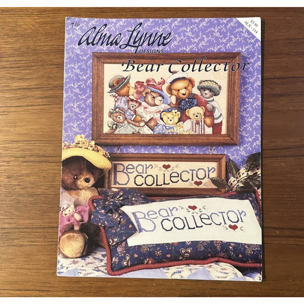 VTG 1994 Alma Lynne Designs Bear Collector Sampler Cross Stitch Patterns